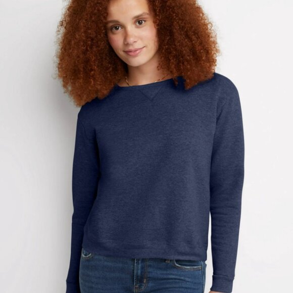 Hanes EcoSmart Women's Fleece Sweatshirt Navy Heather - Picture 1 of 9